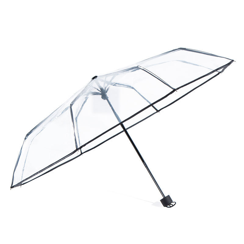 Foldable Auto Wholesale Custom Logo Full Automatic Clear Fold 3 Folding Umbrella Transparent