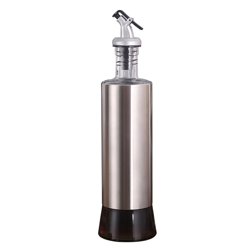 Mini Seasoning Bottle 500ml glass large-capacity seasoning bottle kitchen stainless steel oil and vinegar dispenser