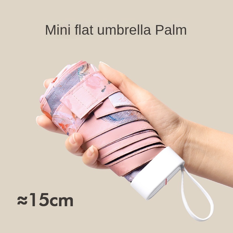 Flat 60% Fold Custom Vinyl Card Sunscreen Sunshade Small Fresh Color Sunny Rain umbrella