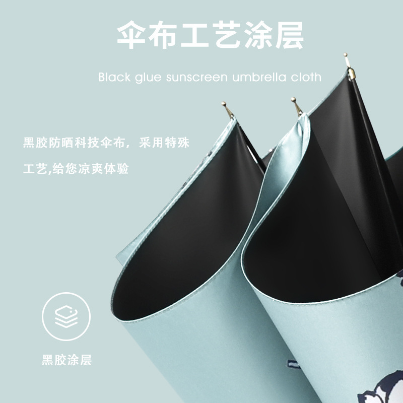 8 Bone fiber long handle small fresh creative vinyl straight rain and sun sunscreen a hair umbrella