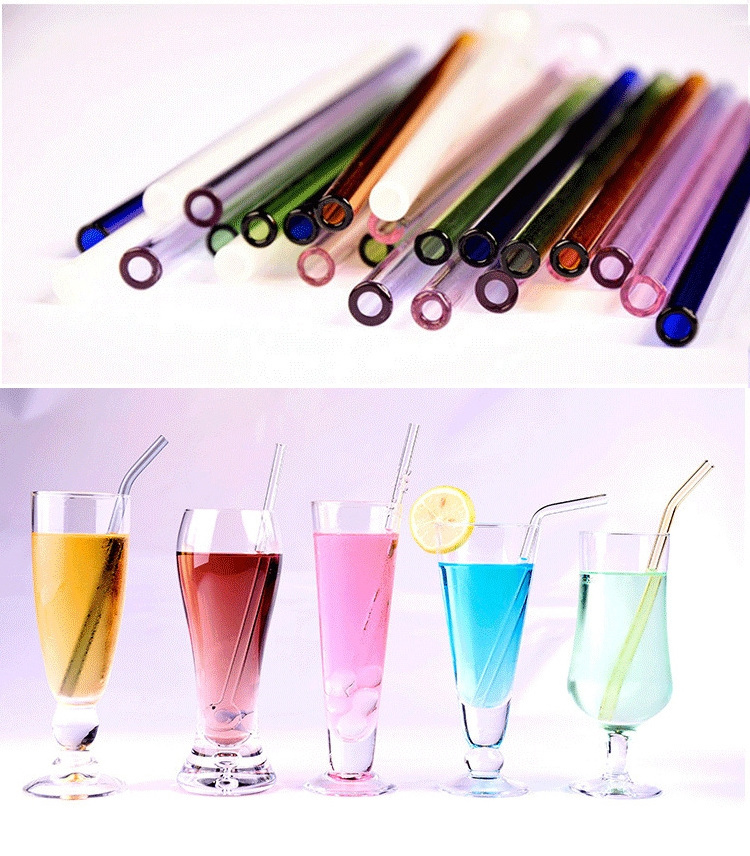 Reusable Water Juice Cocktail Drink Pipe Straight Or Bent 18cm Glass Straw