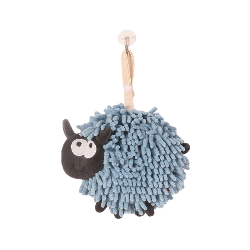 Home dust removal cartoon sheep Chenille hand towel animal hanging absorbent children creative hand towel wholesale