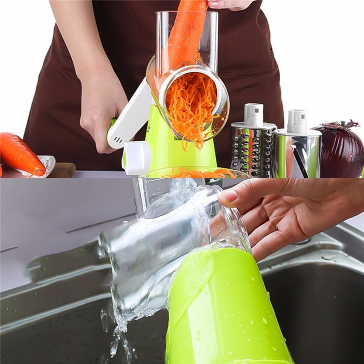 Manual Grater Multi-function Rotary Shredded Potato Machine Kitchen Gadget Cabbage Chopper 3 in 1 Manual Vegetable Grater