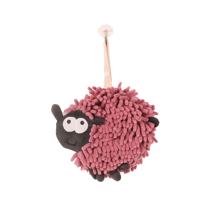 Home dust removal cartoon sheep Chenille hand towel animal hanging absorbent children creative hand towel wholesale