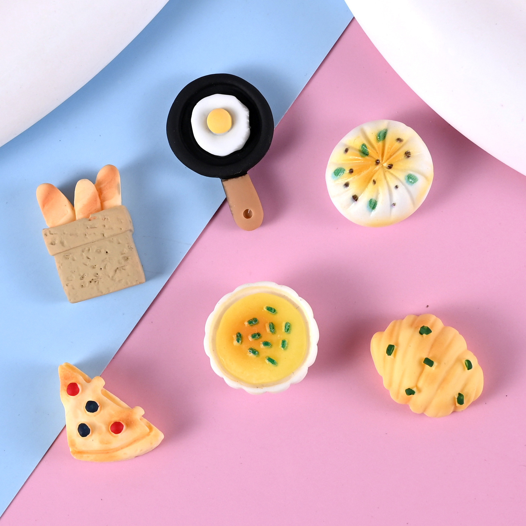 miniature food play breakfast buns omelette cream glue material small handmade diy accessories beads plastic resin charms