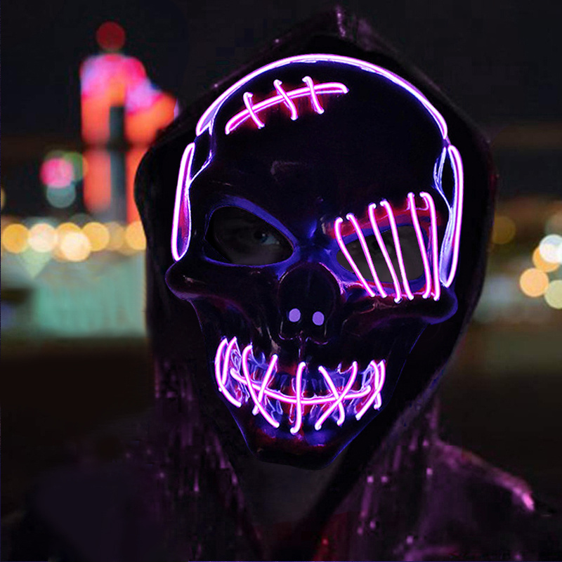 Led Halloween Party Scary LED Masks Carnival Rave Masquerade Light up Luminous EL wire Neon Full Face Purge Mask