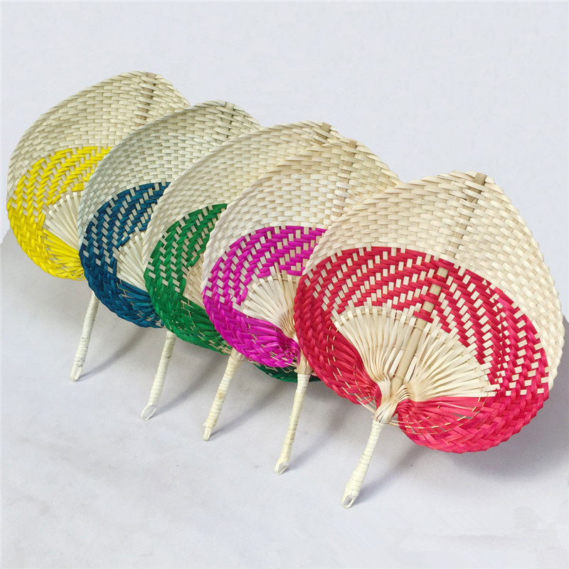 Rattan Hand Fan color bar to compile personalized wholesale rattan hand Customized fan