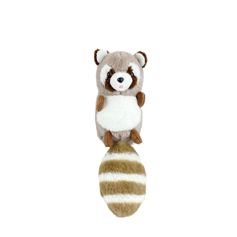 Long-tail raccoon plush toy keychain pendant cartoon bag hanging doll machine