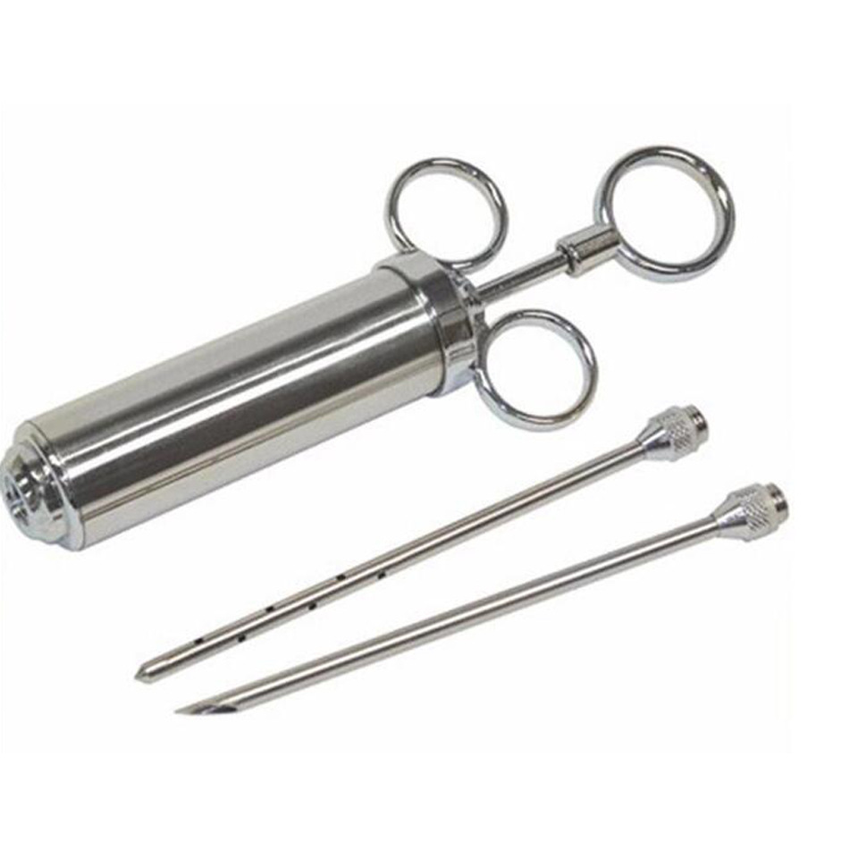 Grill Stainless Steel Meat Injector Syringe Kit With 2-oz Barrel And 3marinade Needles Meat Poultry Turkey Chicken Bbq Tool