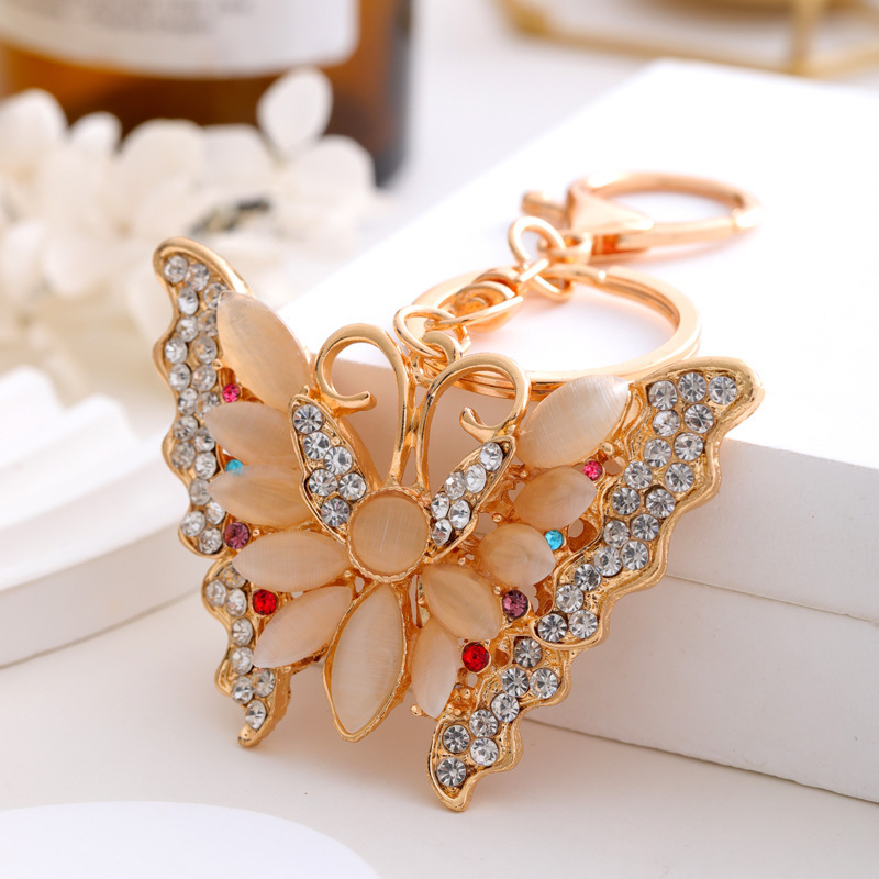 Keychain Creative Butterfly full diamond alloy keychain pendant Stylish bag hanging accessory keychain for women