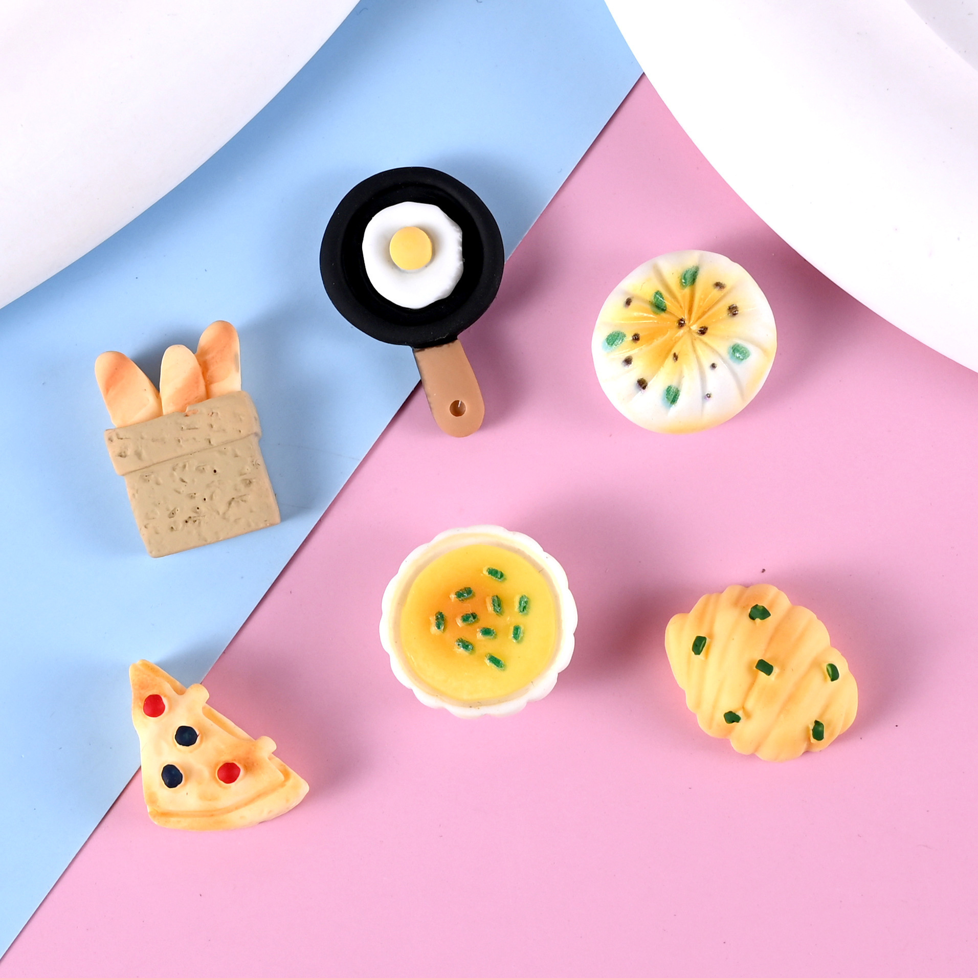 miniature food play breakfast buns omelette cream glue material small handmade diy accessories beads plastic resin charms