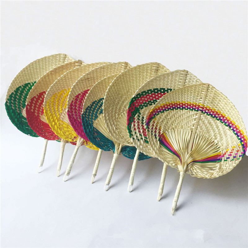 Rattan Hand Fan color bar to compile personalized wholesale rattan hand Customized fan