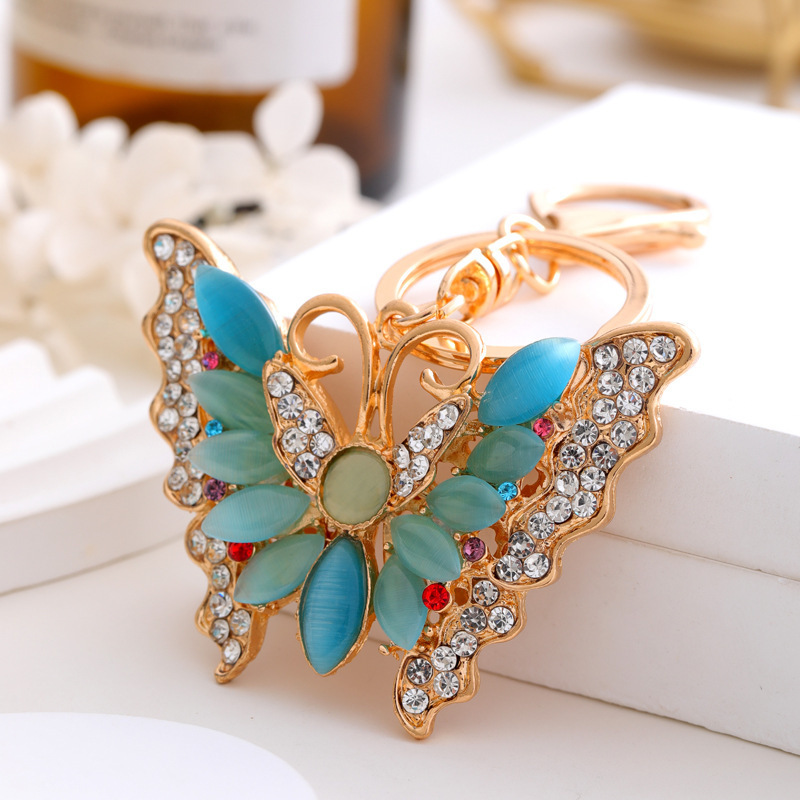 Keychain Creative Butterfly full diamond alloy keychain pendant Stylish bag hanging accessory keychain for women