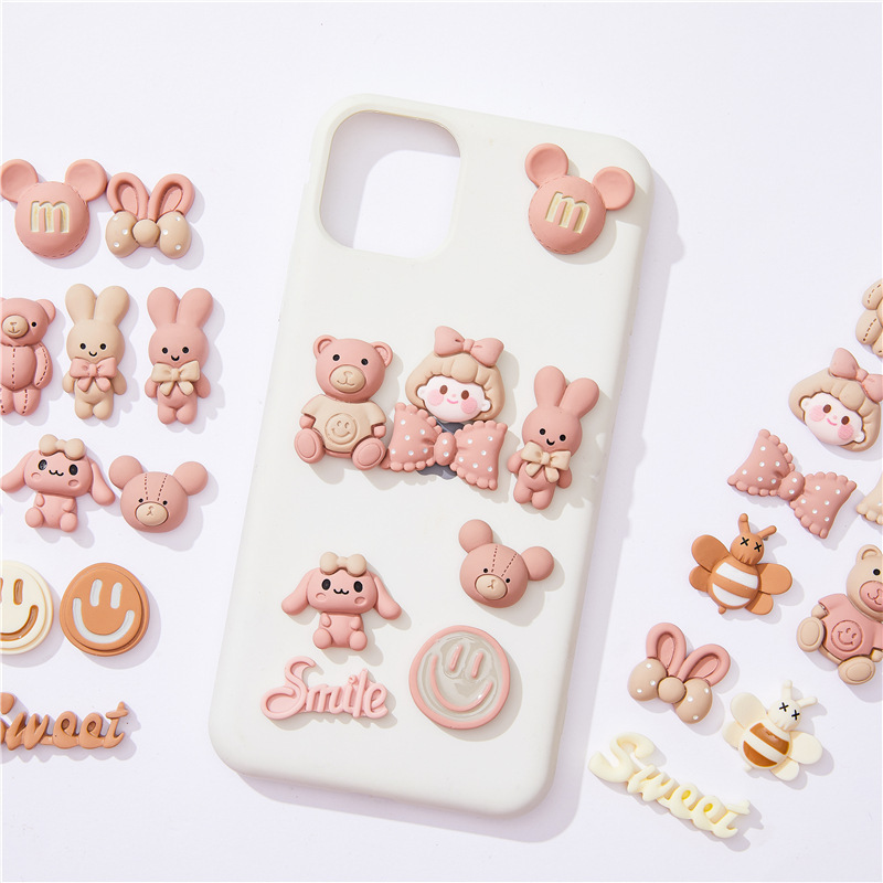 Pink Korean doll resin accessories diy children's fun beads phone  resin flatback beads charms kawaii slime charms