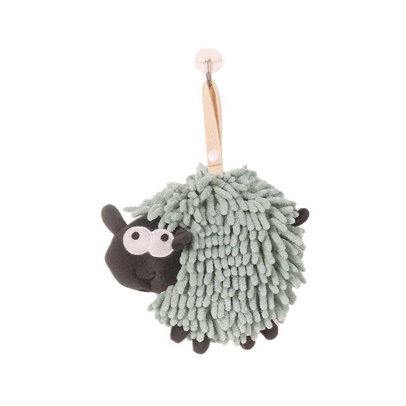 Home dust removal cartoon sheep Chenille hand towel animal hanging absorbent children creative hand towel wholesale