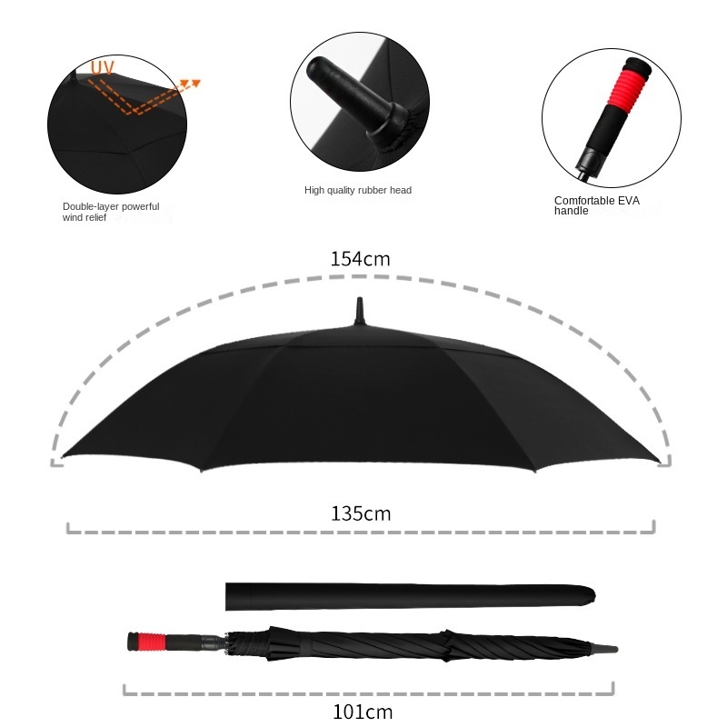 8-bone double-layer automatic business straight golf long handle advertising in stock supply umbrella