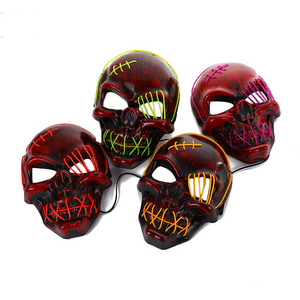 Led Halloween Party Scary LED Masks Carnival Rave Masquerade Light up Luminous EL wire Neon Full Face Purge Mask