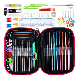 100pcsNeedles Sewing Kit Tools Crochet Hook Set  DIY Aluminum Crochet Kit With Yarn Knitting