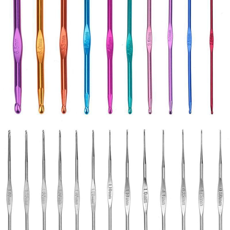 100pcsNeedles Sewing Kit Tools Crochet Hook Set  DIY Aluminum Crochet Kit With Yarn Knitting