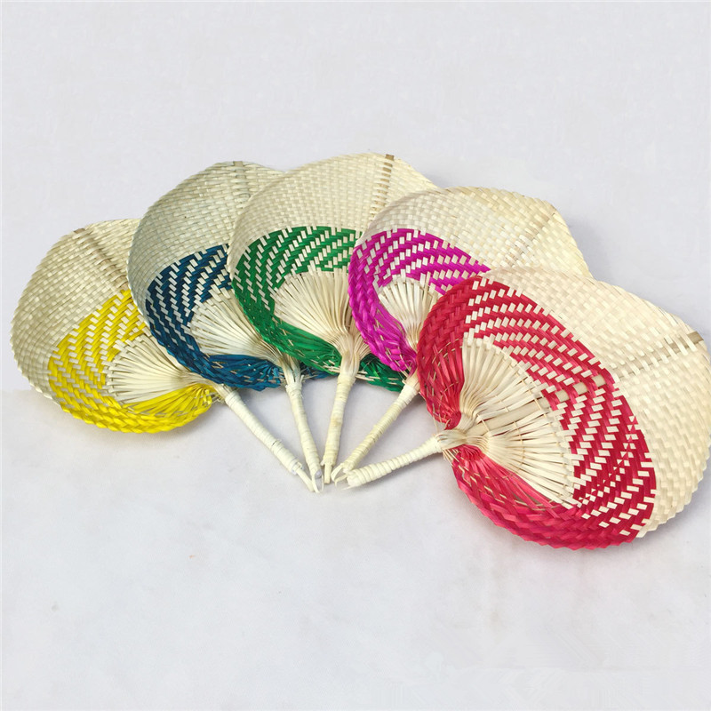 Rattan Hand Fan color bar to compile personalized wholesale rattan hand Customized fan