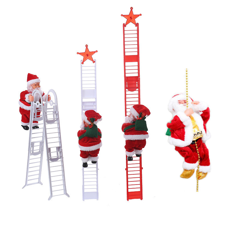 Festival Party Xmas Decoration Music Doll Climb Bead Kids Gift Children Electric Christmas Toys Climbing Ladder Santa Claus