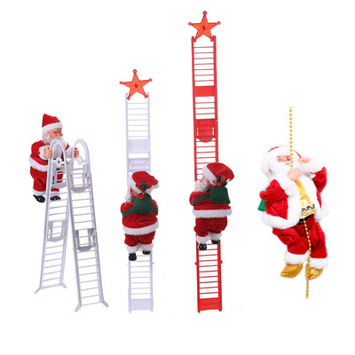 Festival Party Xmas Decoration Music Doll Climb Bead Kids Gift Children Electric Christmas Toys Climbing Ladder Santa Claus