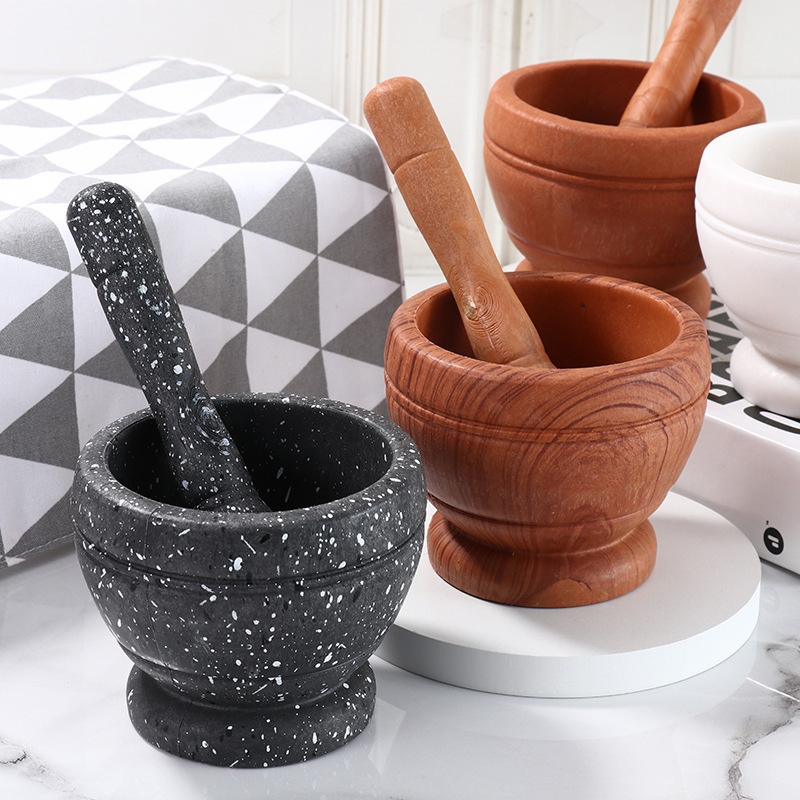 PP Set Manual Pounder Herb Spice Mixing Grinding Crusher Pounding Medicine Jar Kitchen Grinder Garlic Pestle Mortar Bowl