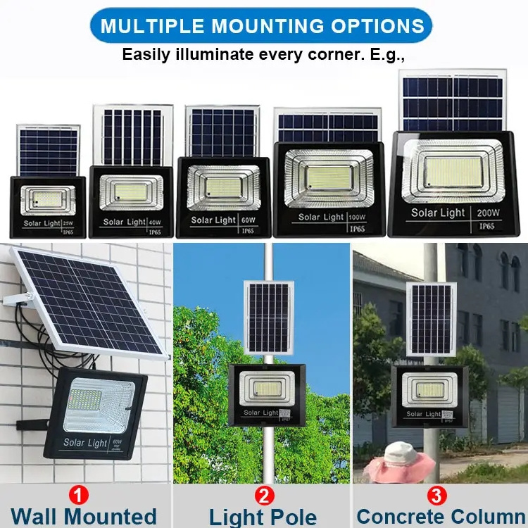 100W 200W 300W Outdoor Solar Waterproof Flood Light IP67 Safe Portable Smart LED Flood Light