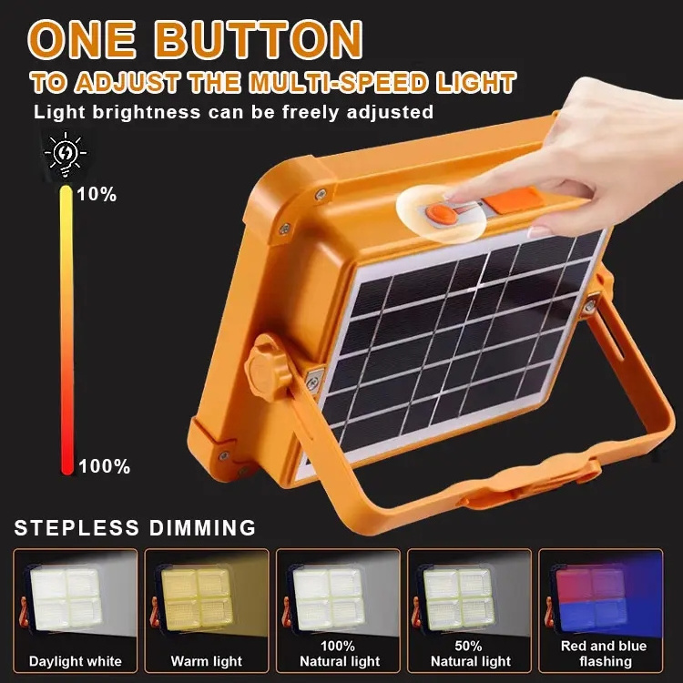 Camping LED Solar Light Outdoor 1000w 12000mAh Battery USB Rechargeable Waterproof Solar LED Flood Light