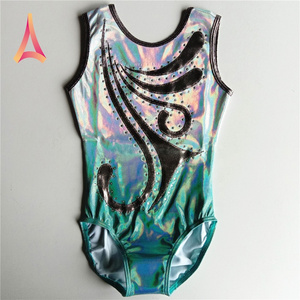 Pastel Silver Mint Ombre Shiny Tank Leotard Gymnastics Leotard