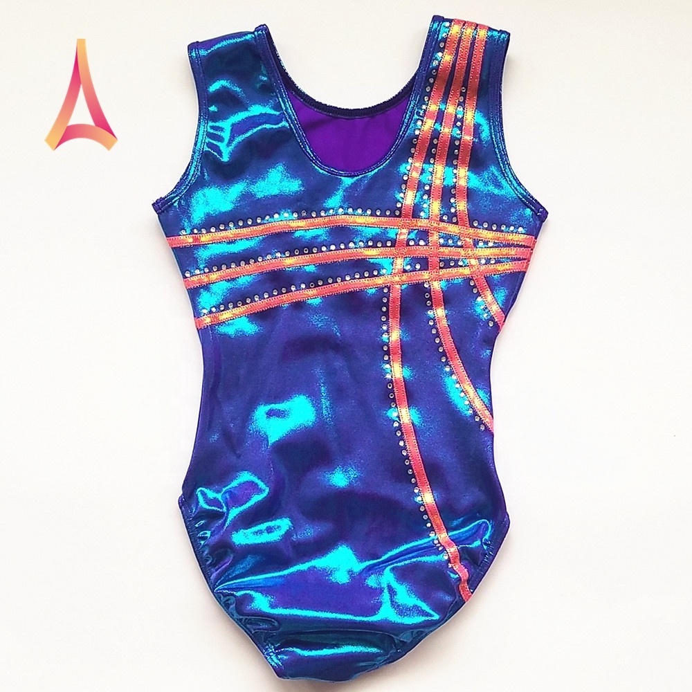 support for custom design Gymnastics Leotards Girls sleeveless leotard for sale