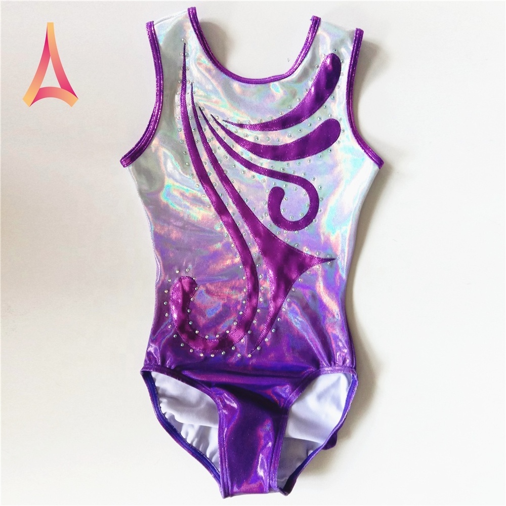 Silver Purple ombre Girls Gymnastics Leotards