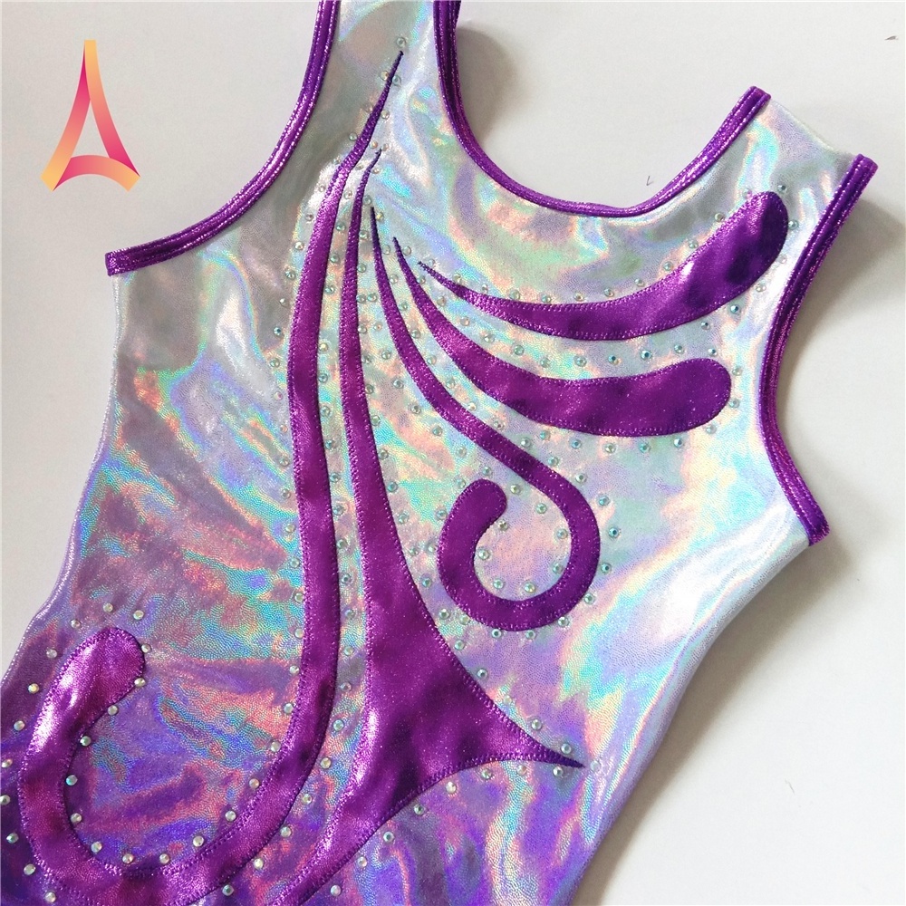 Silver Purple ombre Girls Gymnastics Leotards