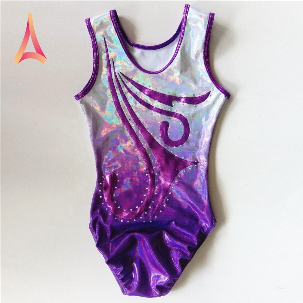 Silver Purple ombre Girls Gymnastics Leotards