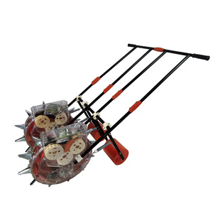 Easy sowing 2 row manual peanut seeder hand push corn seeding machine