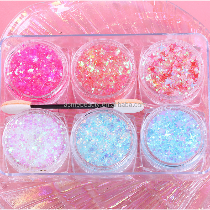 Glitter eyeshadow pack cosmetics chunky glitter gels glue free eye body art holographic glitter loose pigments