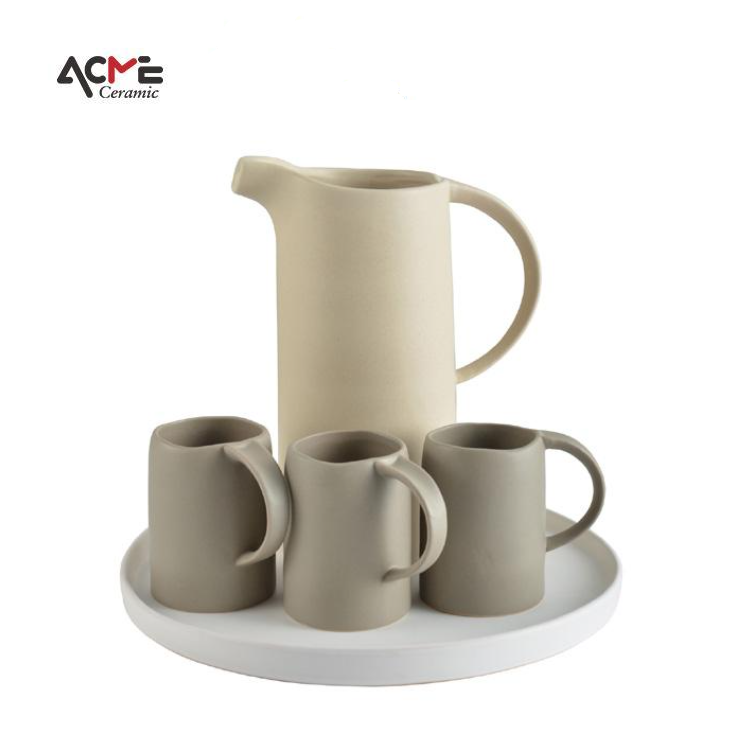 Modern white european nordic afternoon ceramic tea cup set Conical structure coffee tea sets with teapot