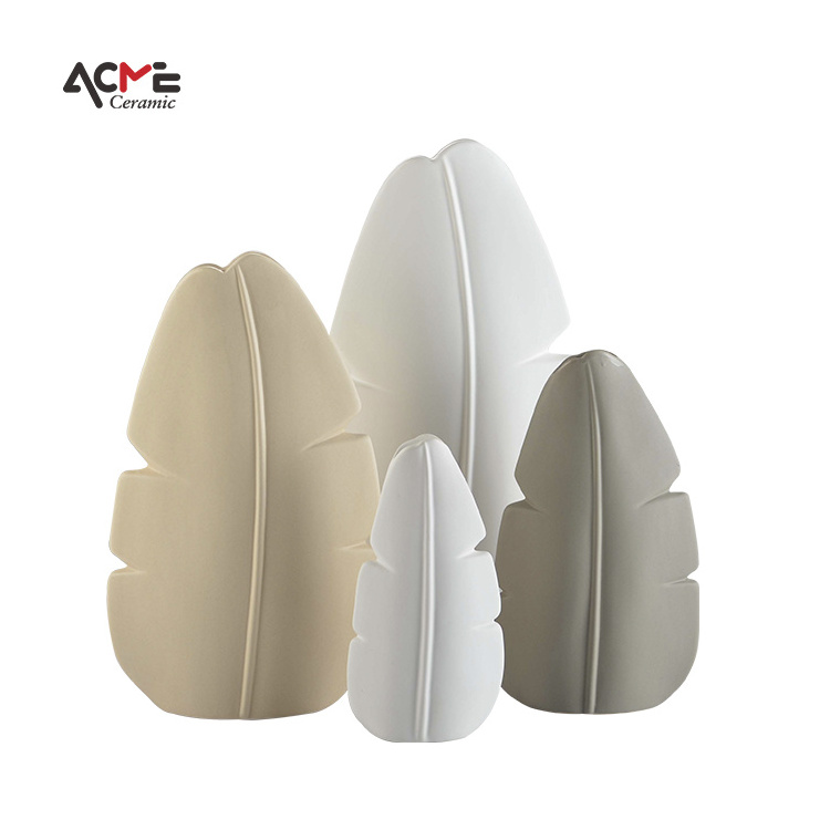 Modern Minimalist Ceramic Vase Decoration Table Banana Leaves Shape Ceramic Flower Vase For Home Decor