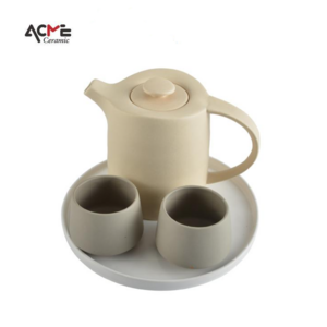 Modern white european nordic afternoon ceramic tea cup set Conical structure coffee tea sets with teapot