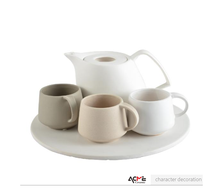 Modern white european nordic afternoon ceramic tea cup set Conical structure coffee tea sets with teapot