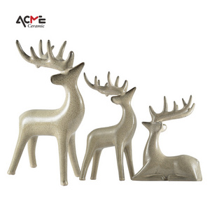 Creative Christmas Decor Reindeer Ceramic Sculpture Individuality Sitting Standing Deer Animal Figurine Statue