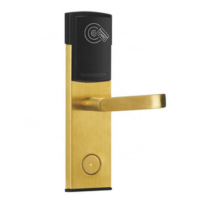 Gold Hotel RFID Electronic Card Induction Door Lock With Free Smart Hotel Management System