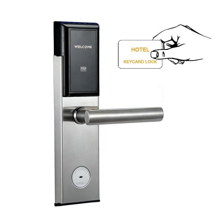 Stainless Steel Swipe Key Card Electronic Door Lock Manual Hotel RF Card Lock