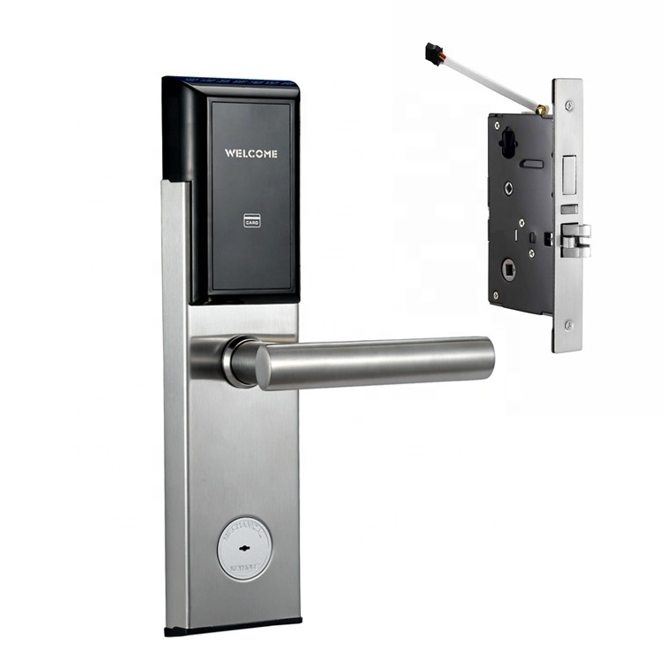 Stainless Steel Swipe Key Card Electronic Door Lock Manual Hotel RF Card Lock