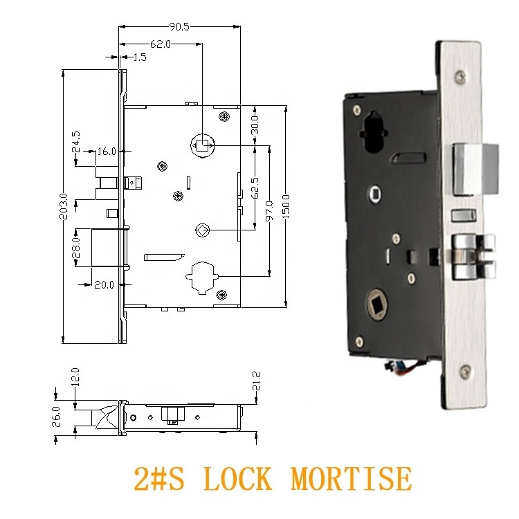 26mm Width Metal Mortise For Electronic Hotel Door Lock