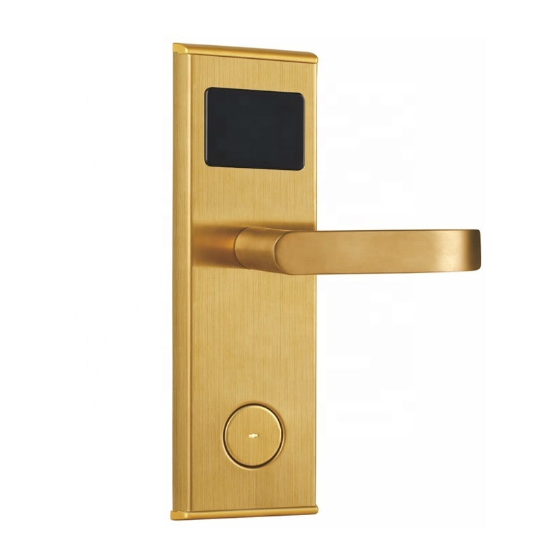 Gold Hotel RFID Electronic Card Induction Door Lock With Free Smart Hotel Management System