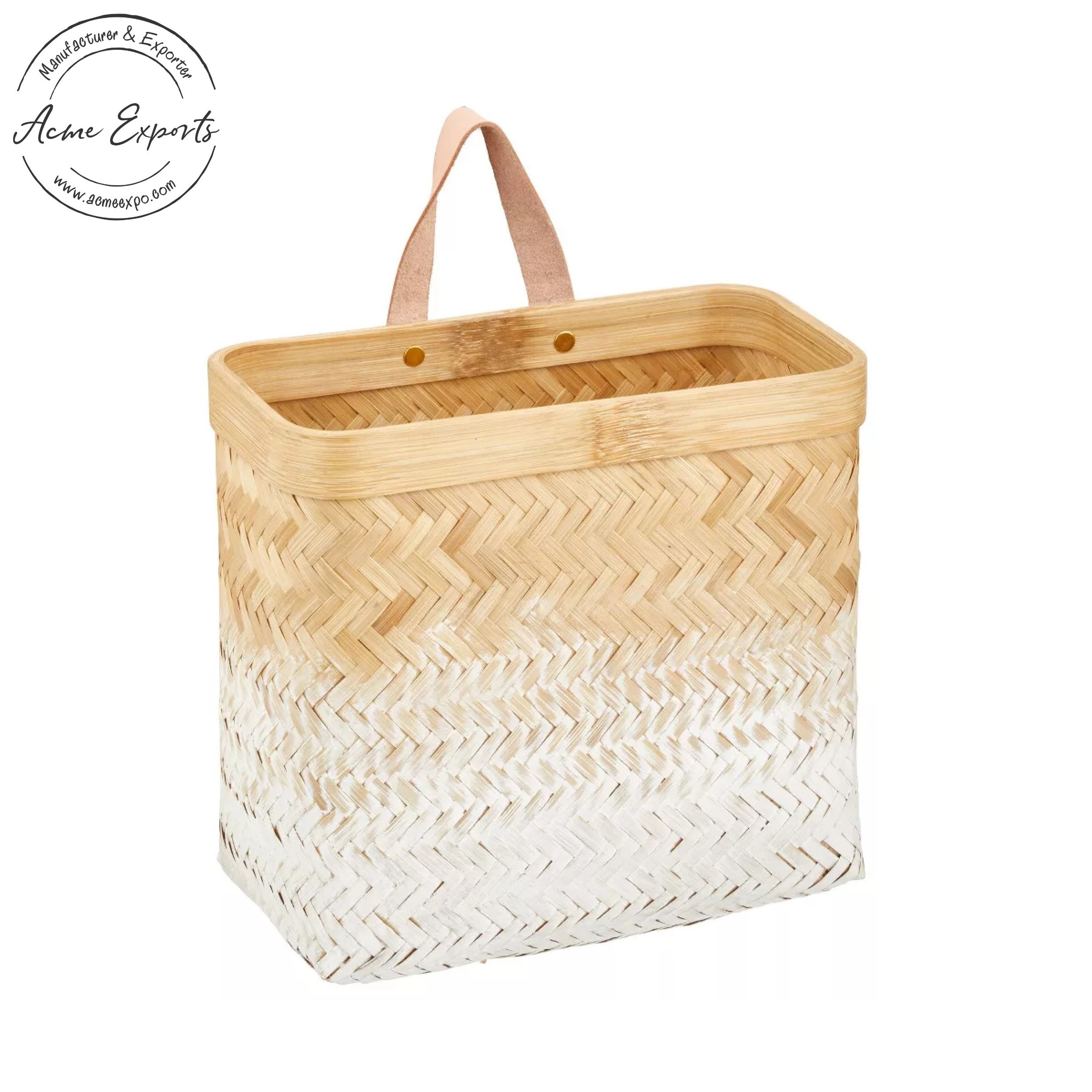 Indian Wholesale Woven Ombre Bamboo Hanging Wall Storage Basket for Flowers & Decorative Essentials Pantry Closet Bathroom