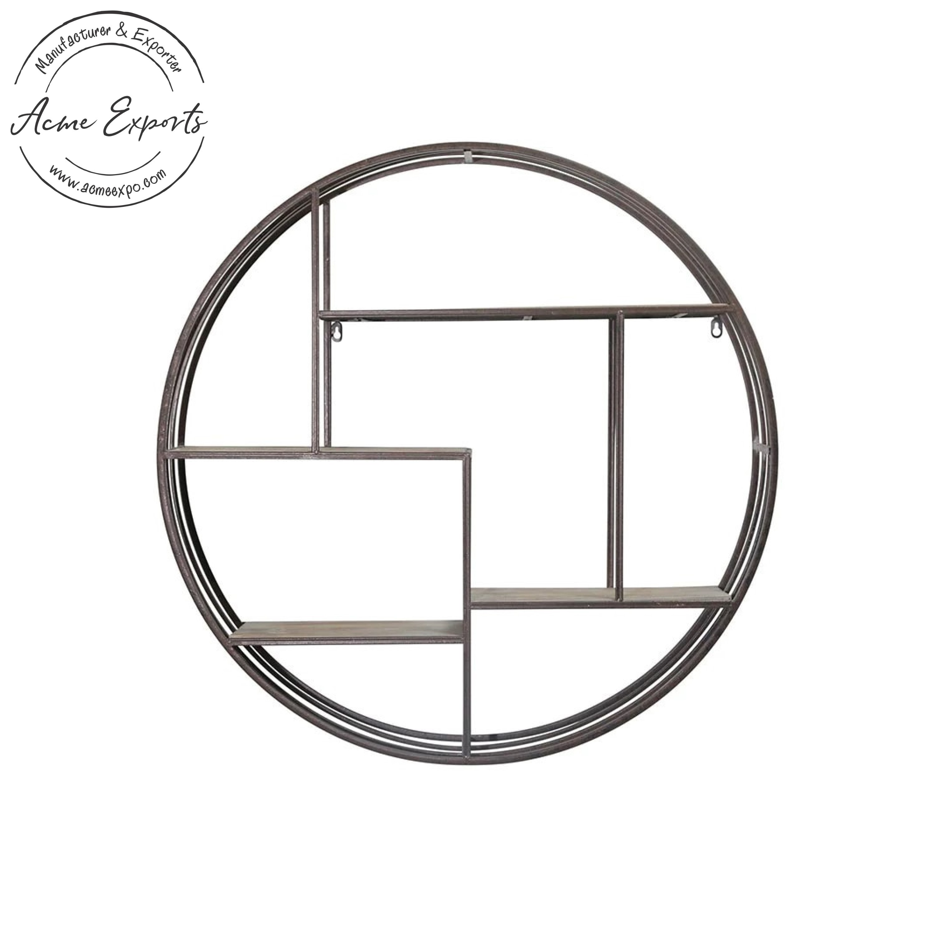 Luxury Quality Large Iron Ring Floating Wall Shelf with Black Powder Coated Finished Great for Hallway Shelf Decoration.