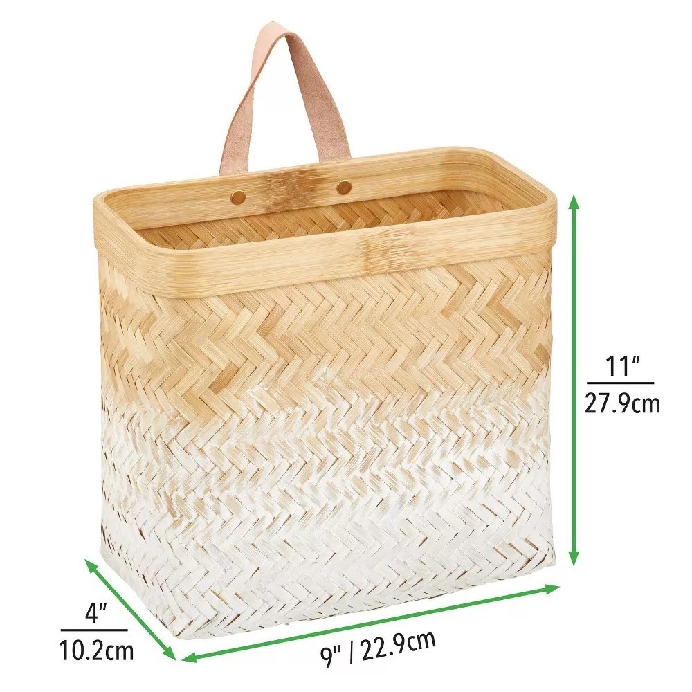 Indian Wholesale Woven Ombre Bamboo Hanging Wall Storage Basket for Flowers & Decorative Essentials Pantry Closet Bathroom