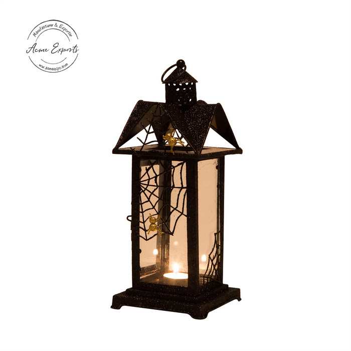 Designer Wooden Tall Lantern with  Metal Top Used for Halloween Decoration Wooden Christmas Lantern with Candles